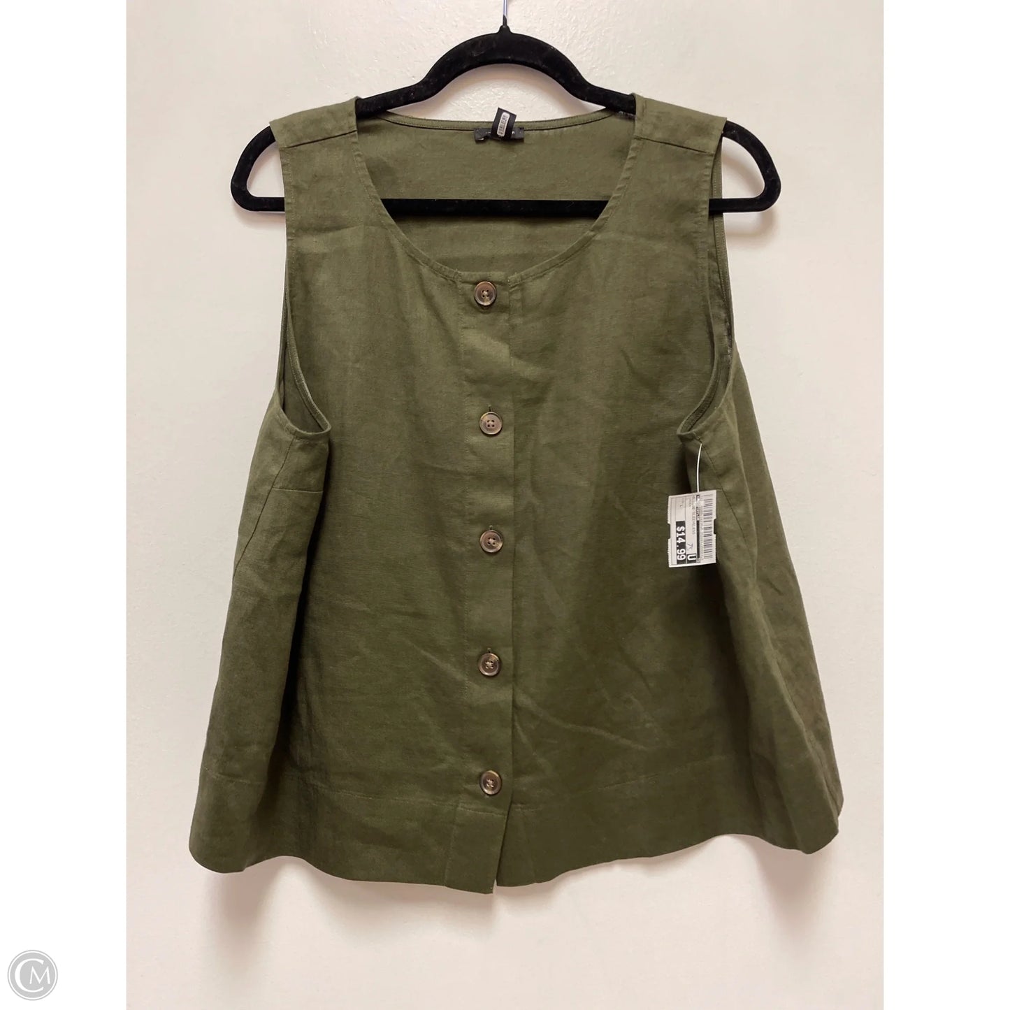 Blouse Sleeveless By Ann Taylor In Green, Size: L