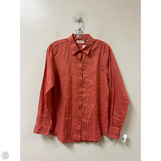 Blouse Long Sleeve By Uniqlo In Orange, Size: M