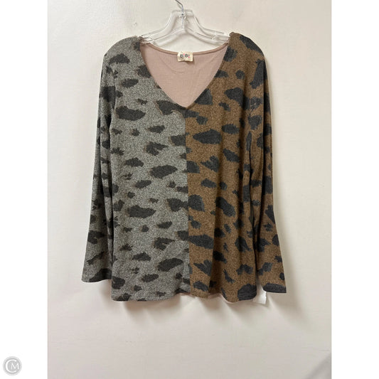 Top Long Sleeve By Bibi In Animal Print, Size: M