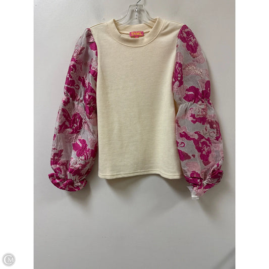 Top Long Sleeve By Thml In Cream & Pink, Size: S