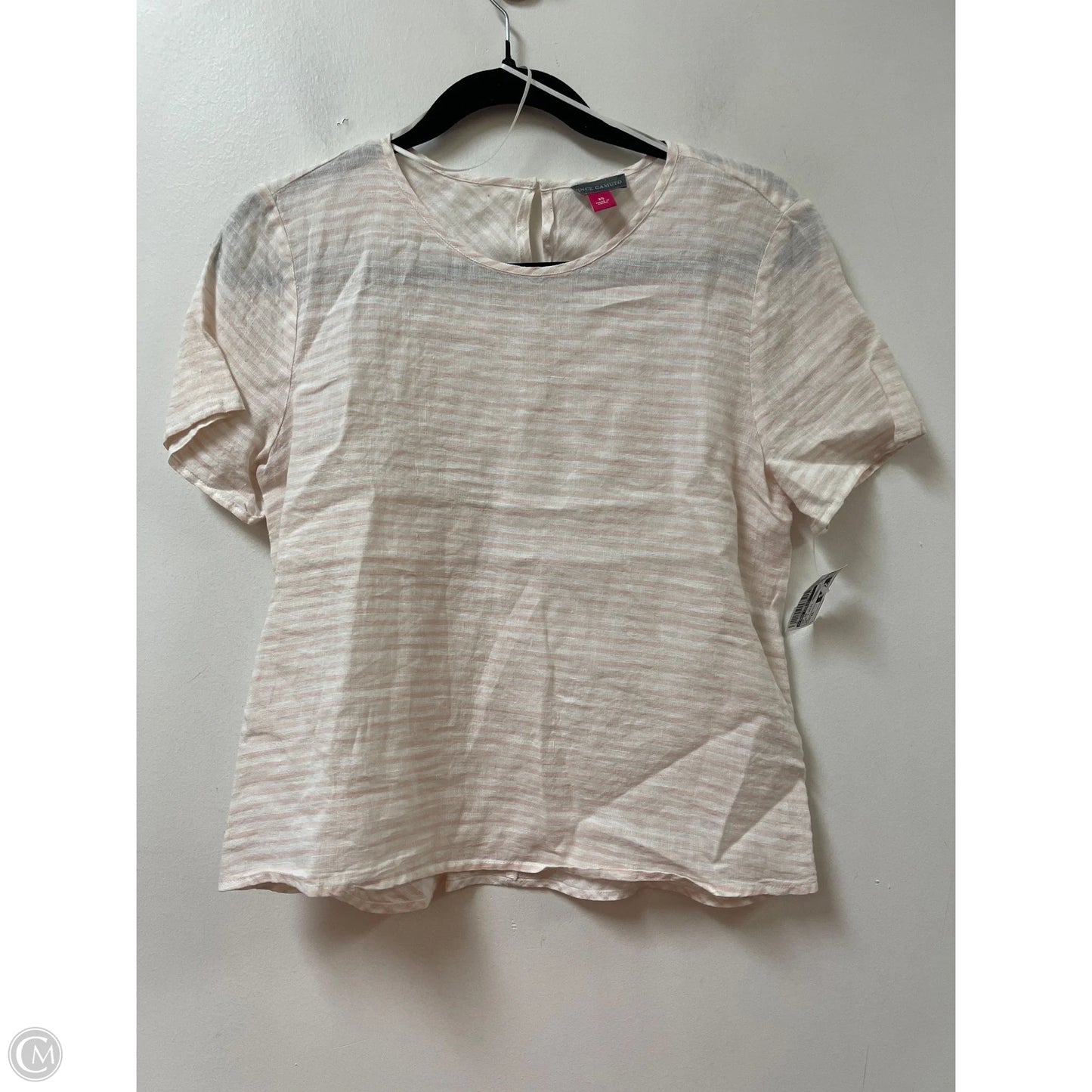 Top Short Sleeve By Vince Camuto In Pink & White, Size: Xs