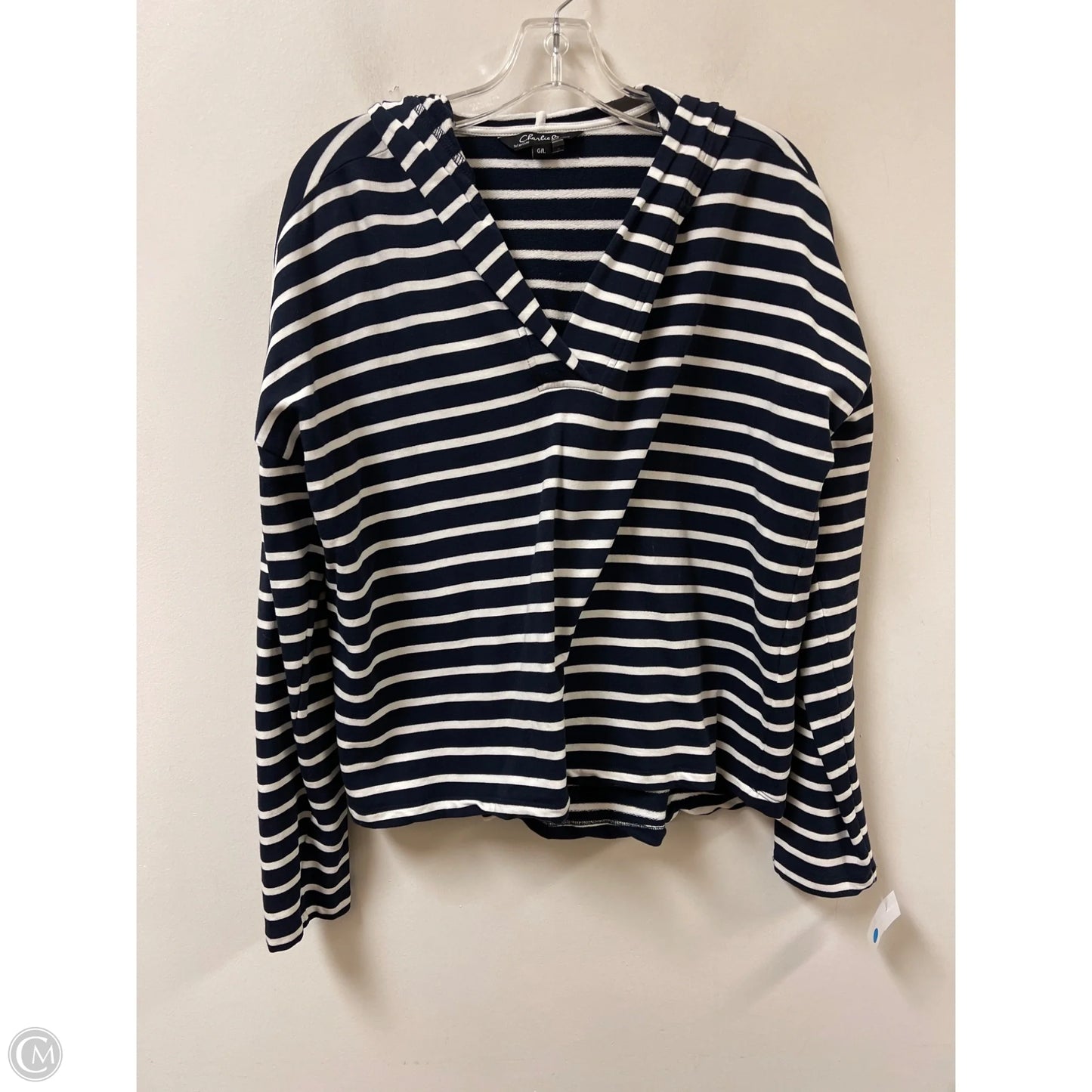 Sweatshirt Hoodie By Charlie B In Blue & White, Size: L