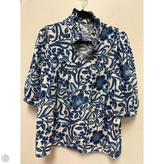 Top Short Sleeve By Clothes Mentor In Blue & White, Size: L