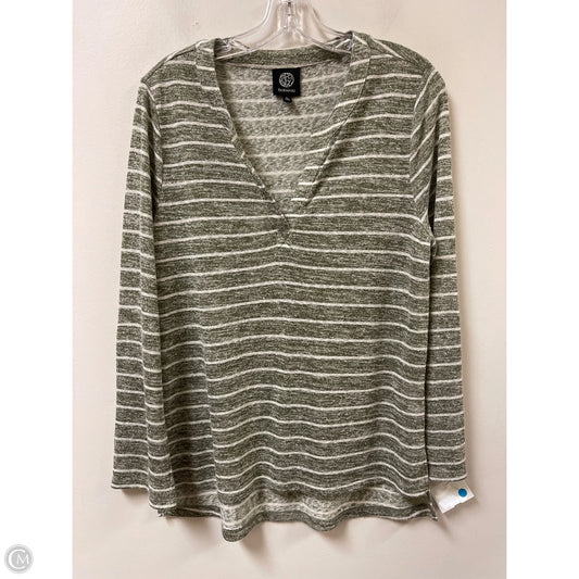 Top Long Sleeve By Bobeau In Green & White, Size: L