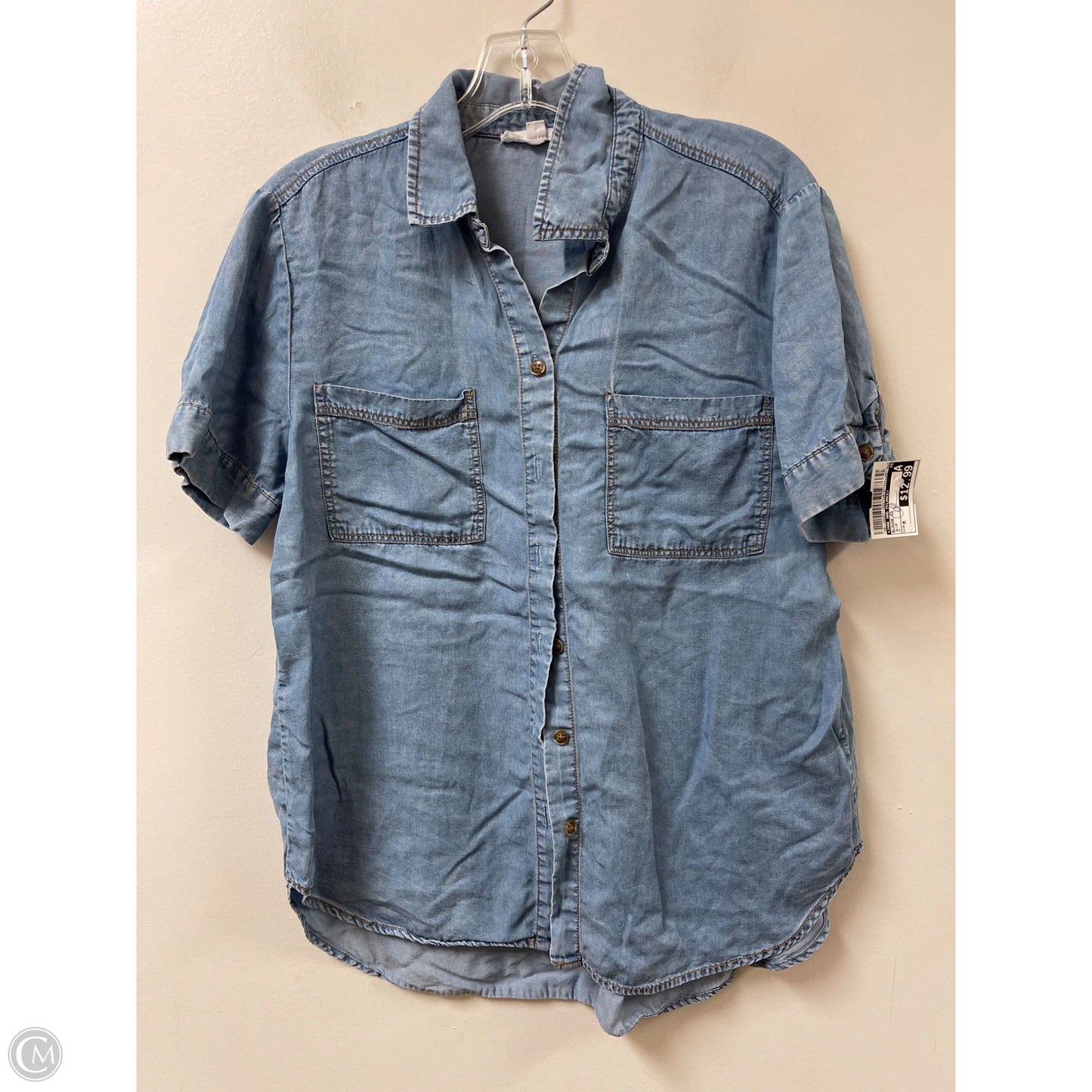 Blouse Short Sleeve By Jane And Delancey In Blue, Size: M