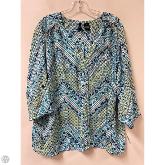 Top Long Sleeve By New Directions In Blue & Yellow, Size: 3x