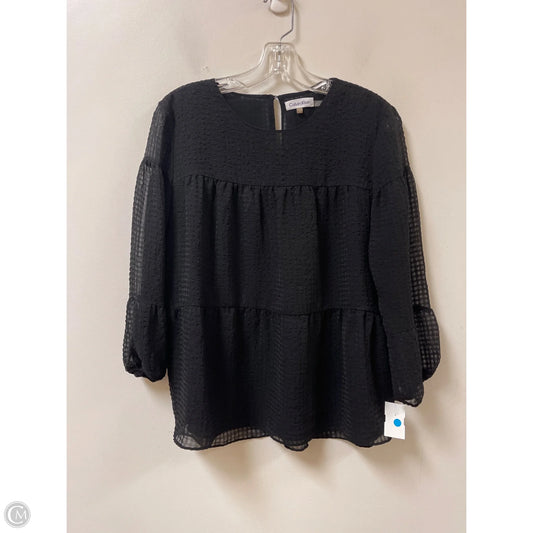 Top Long Sleeve By Calvin Klein In Black, Size: M