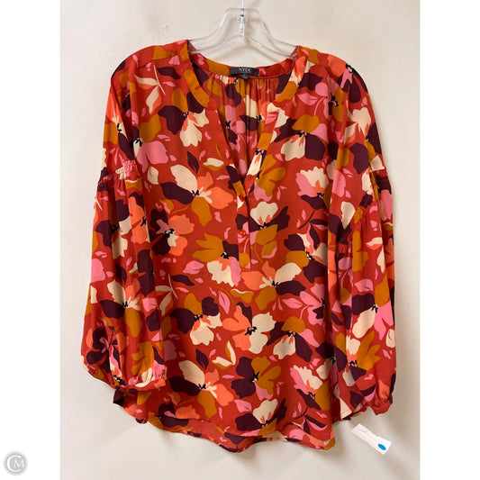 Top Long Sleeve By Not Your Daughters Jeans In Orange & Pink, Size: L