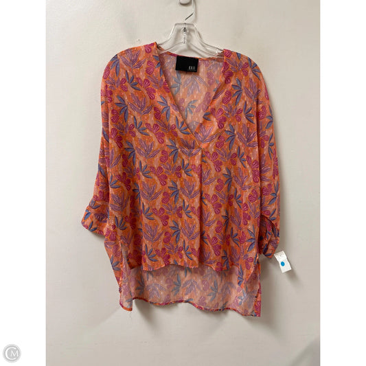 Top Long Sleeve By Clothes Mentor In Orange & Pink, Size: M