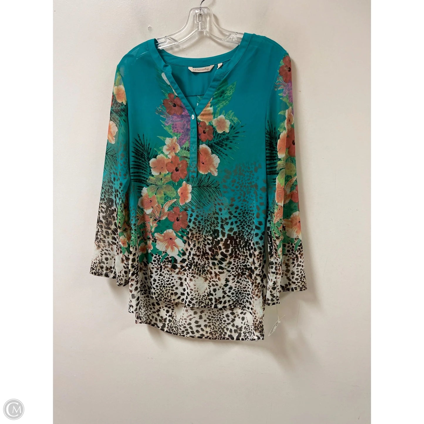 Tunic Long Sleeve By Soft Surroundings In Teal, Size: Xs