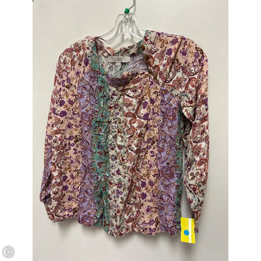 Top Long Sleeve By Loft In Floral Print, Size: Xsp