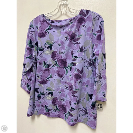 Top Long Sleeve By Denim And Company In Purple, Size: S