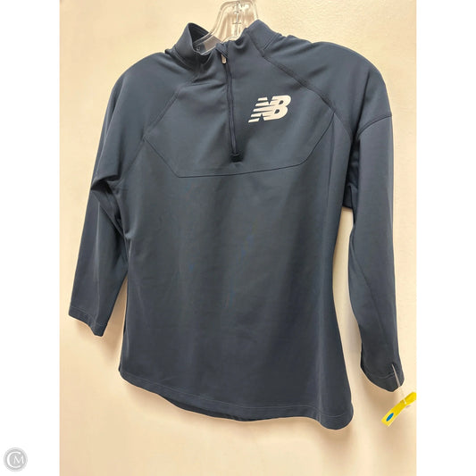 Athletic Top Long Sleeve Collar By New Balance In Navy, Size: S