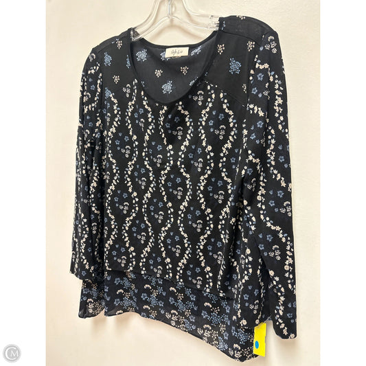 Top Long Sleeve By Style And Company In Black & Blue, Size: L