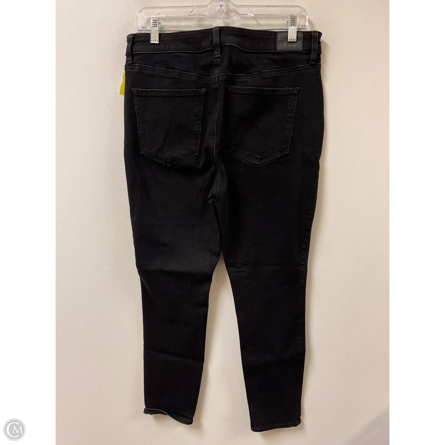 Jeans Skinny By American Eagle In Black Denim, Size: 12