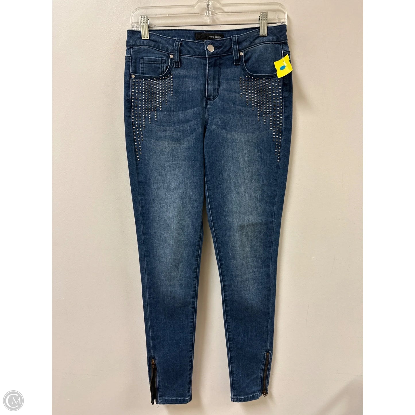 Jeans Skinny By Versona In Blue Denim, Size: 4