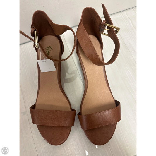 Sandals Heels Wedge By Fioni In Brown, Size: 11