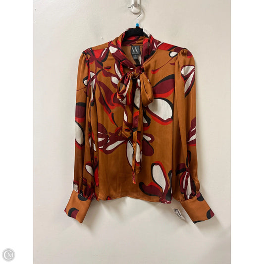 Top Long Sleeve By Worthington In Brown & Red, Size: M