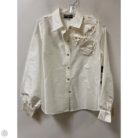 Blouse Designer By Karl Lagerfeld In White, Size: Xs