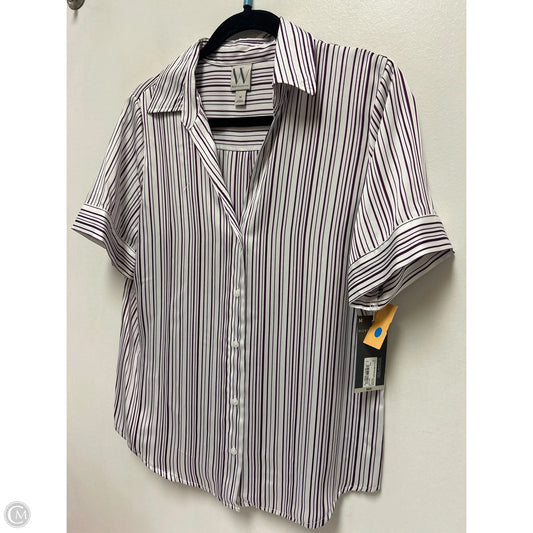 Blouse Short Sleeve By Worthington In Purple & White, Size: M