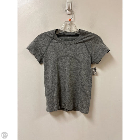 Athletic Top Short Sleeve By Lululemon In Grey, Size: Xs
