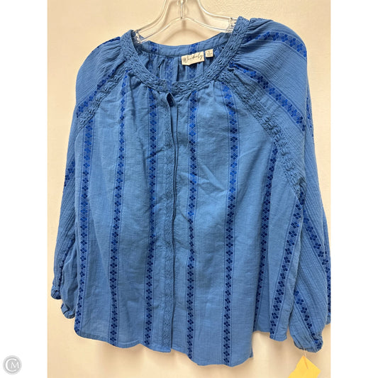 Top Long Sleeve By Wonderly In Blue, Size: L