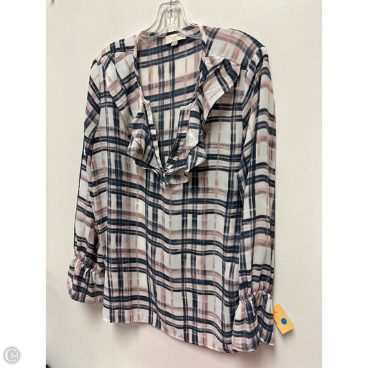 Top Long Sleeve By Loft In Blue & Pink, Size: L
