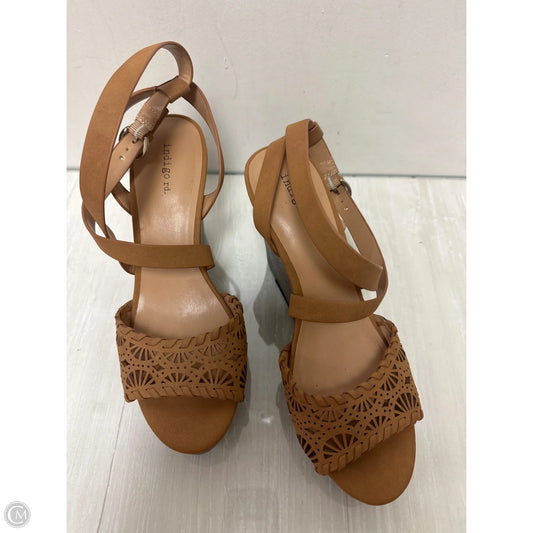 Sandals Heels Wedge By Indigo Rd In Brown, Size: 9.5