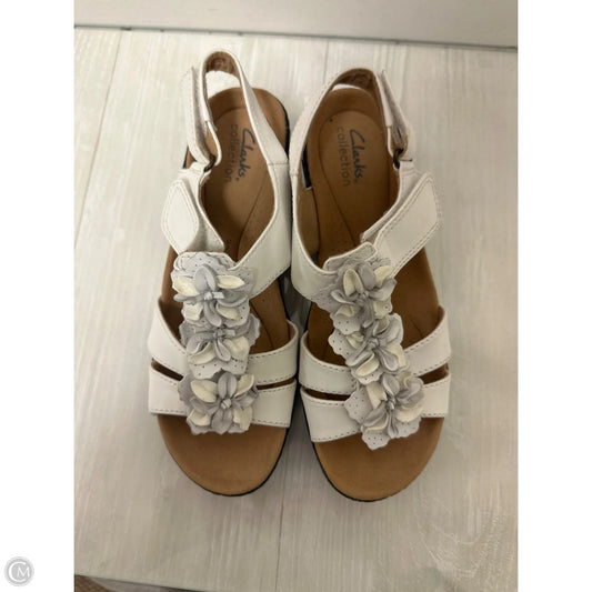 Sandals Heels Wedge By Clarks In White, Size: 8