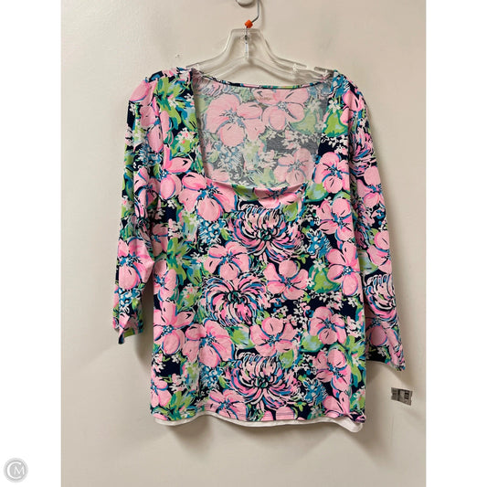 Top Long Sleeve Designer By Lilly Pulitzer In Blue & Pink, Size: Xl