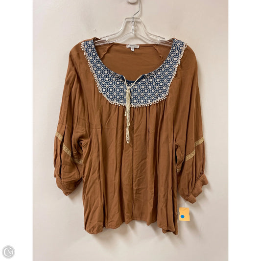 Top Long Sleeve By Jodifl In Blue & Brown, Size: S