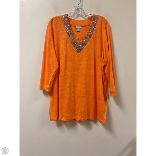 Top Long Sleeve By Chicos In Orange, Size: L