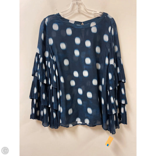 Top Long Sleeve By Chicos In Blue & White, Size: M