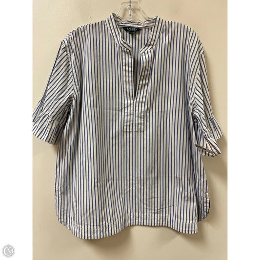 Top Short Sleeve By Lauren By Ralph Lauren In Blue & White, Size: Xl