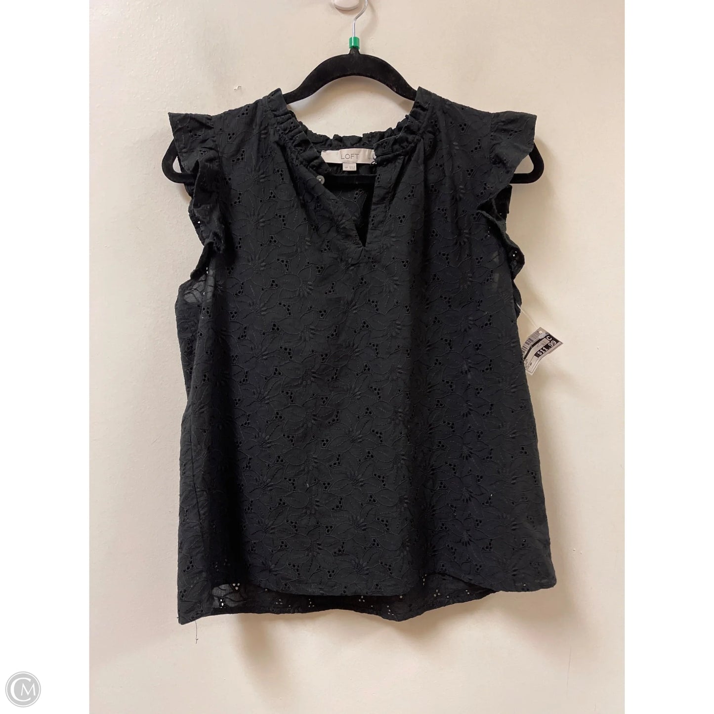Top Short Sleeve By Loft In Black, Size: Mp