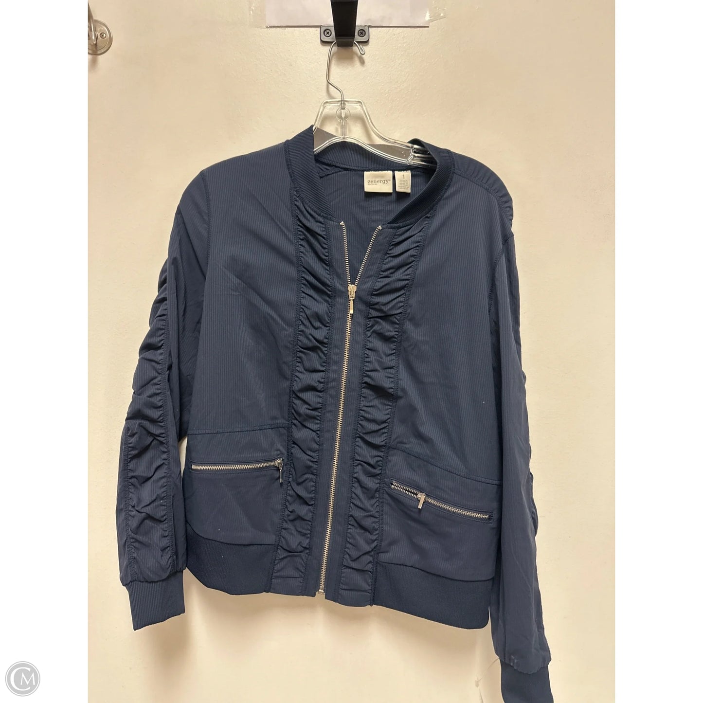 Athletic Jacket By Chicos In Navy, Size: M