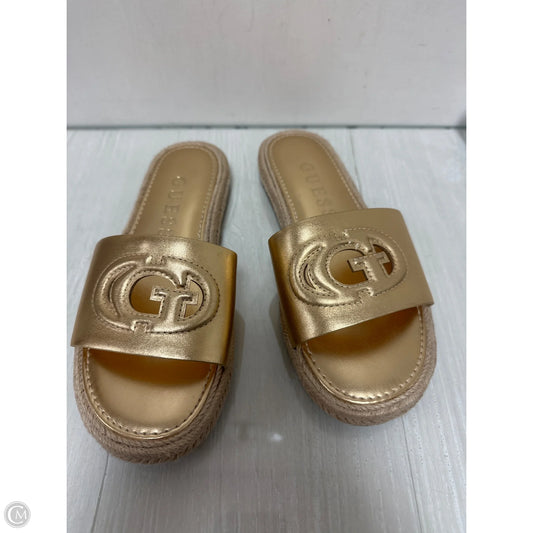 Sandals Flats By Guess In Gold, Size: 7.5