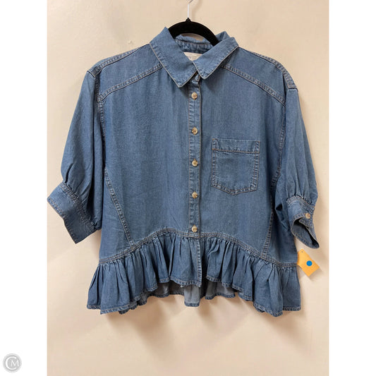Blouse Short Sleeve By Entro In Blue, Size: S