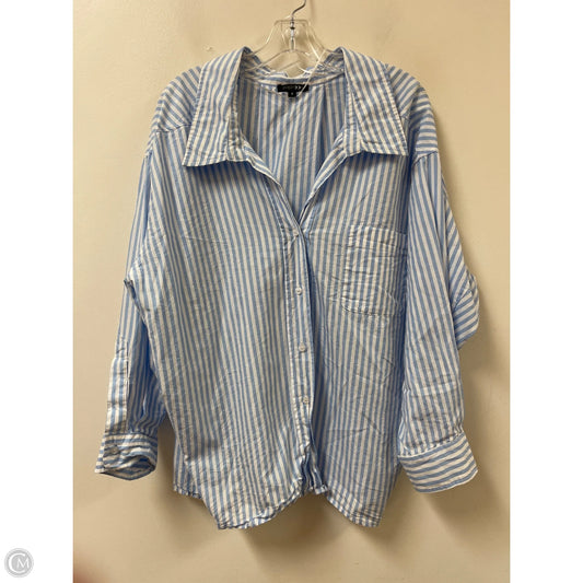 Blouse Long Sleeve By Papermoon In Blue & White, Size: S