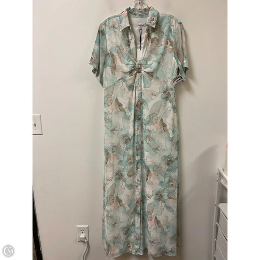 Dress Casual Maxi By Calvin Klein In Green & White, Size: M
