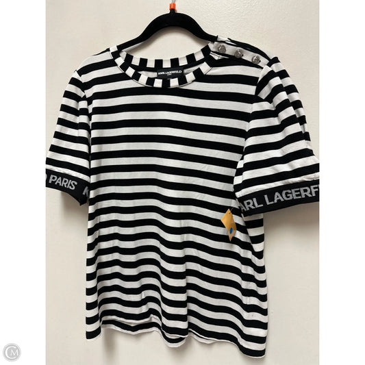 Top Short Sleeve Designer By Karl Lagerfeld In Black & White, Size: L