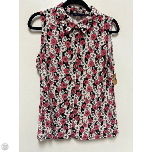 Blouse Sleeveless By Tommy Hilfiger In Black & Pink, Size: L