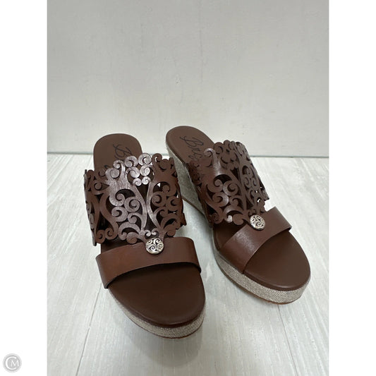 Sandals Heels Wedge By Brighton In Brown, Size: 7