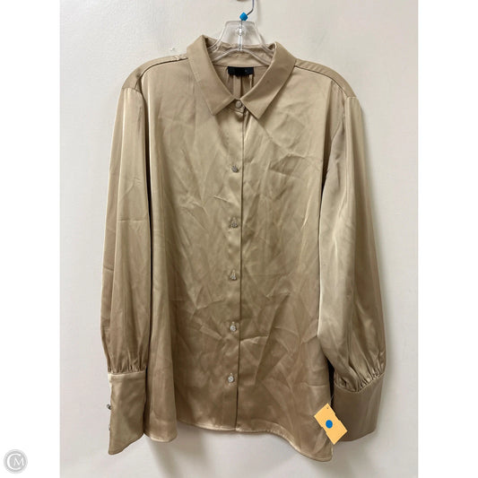 Blouse Long Sleeve By Halogen In Brown, Size: 1x