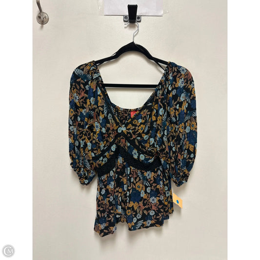 Top Long Sleeve By Angie In Black & Blue, Size: L
