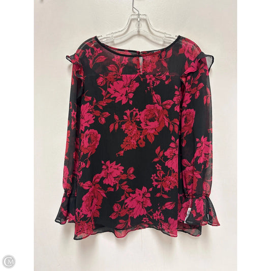 Top Long Sleeve By Roz And Ali In Black & Pink, Size: Xl