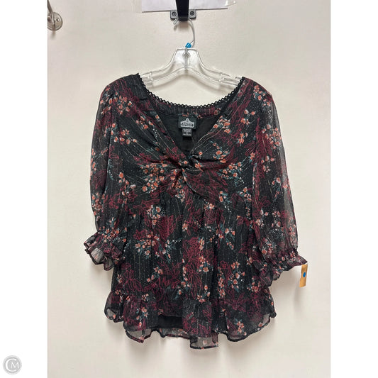 Top Long Sleeve By Angie In Black & Red, Size: L