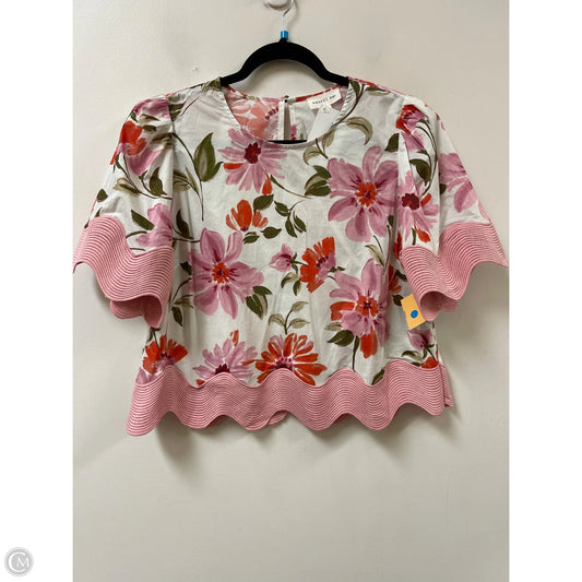 Top Short Sleeve By Entro In Pink & White, Size: L