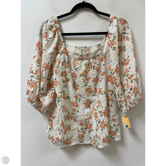 Top Short Sleeve By Shein In Orange & White, Size: Xl