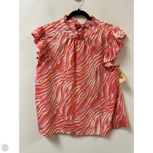 Top Short Sleeve By Voy In Orange & Pink, Size: L